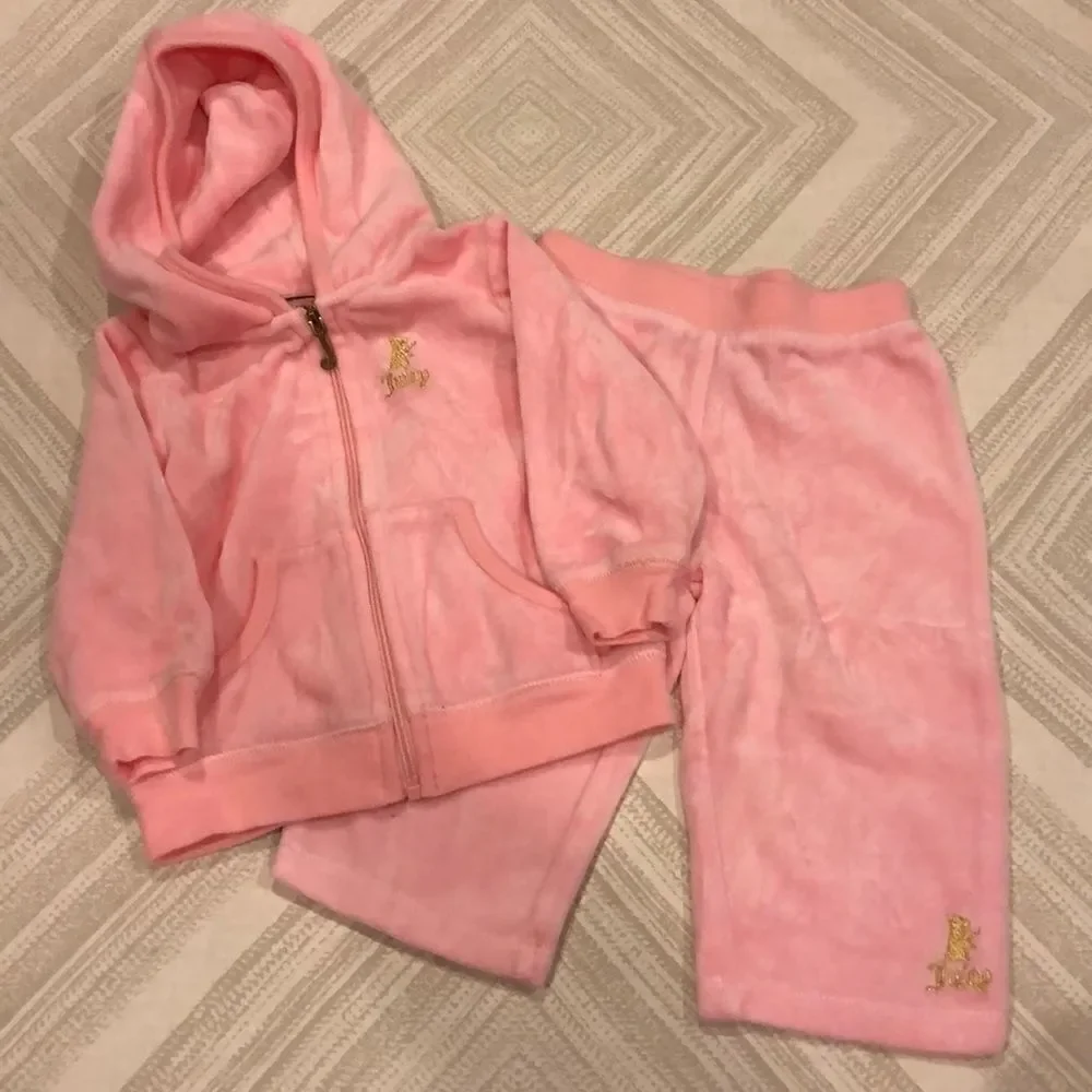 Juicy Couture Baby Velour Pink Hoodie and Pants Size 12M
